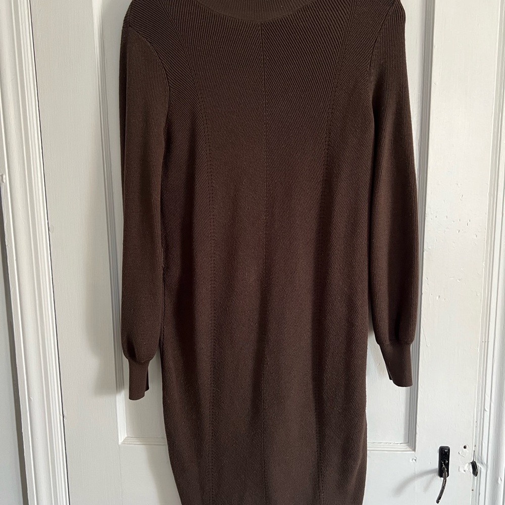 Vera Wang Elegant Brown Knit Dress